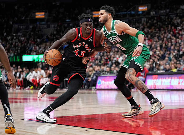 Boston Celtics forward Jayson Tatum, Toronto Raptors forward Pascal Siakam